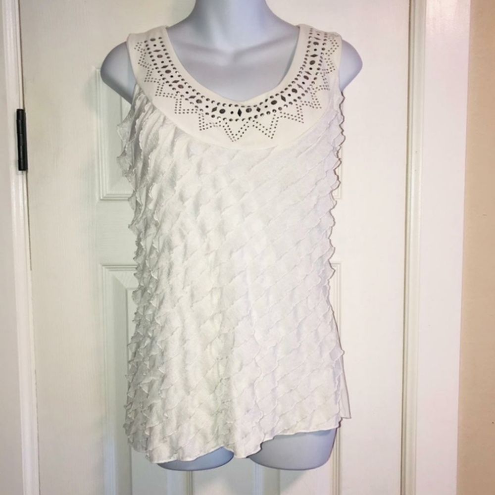 AshleyJill "SPARKLE" RUFFLE/RHINESTONE-RIVET Top L